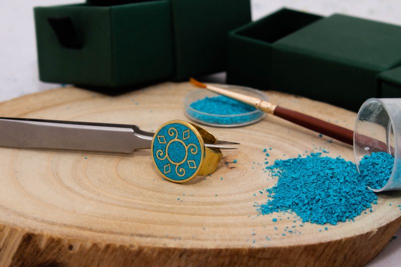 Brass Micro Mosaic Disc Ring - Image 4