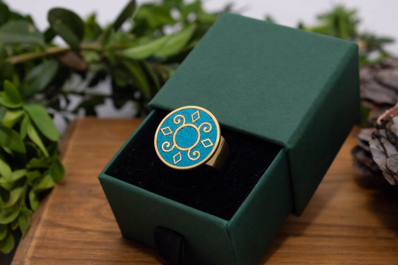 Brass Micro Mosaic Disc Ring - Image 5