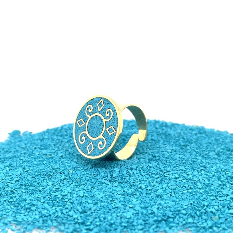 Brass Micro Mosaic Disc Ring