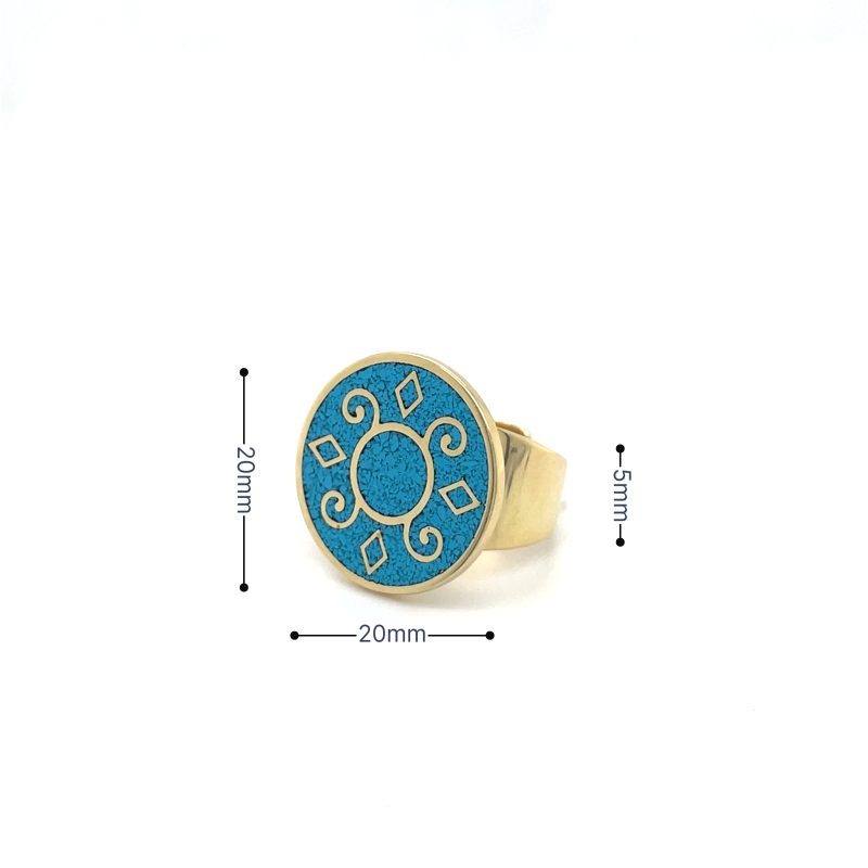 Brass Micro Mosaic Disc Ring - Image 3