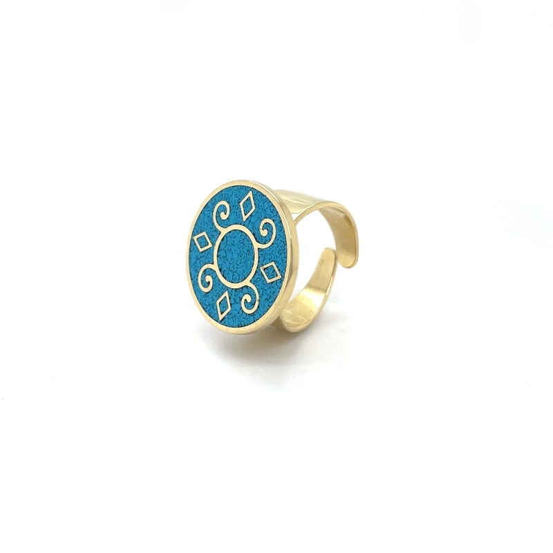 Brass Micro Mosaic Disc Ring - Image 2