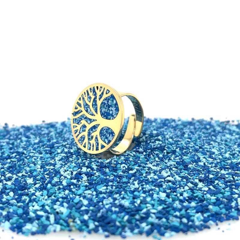 Brass Micro Mosaic Disc Ring