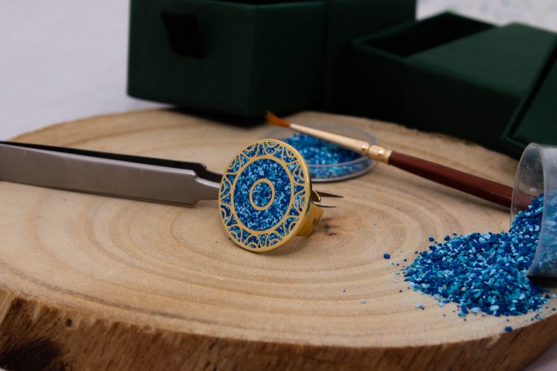 Brass Micro Mosaic Disc Ring - Image 4