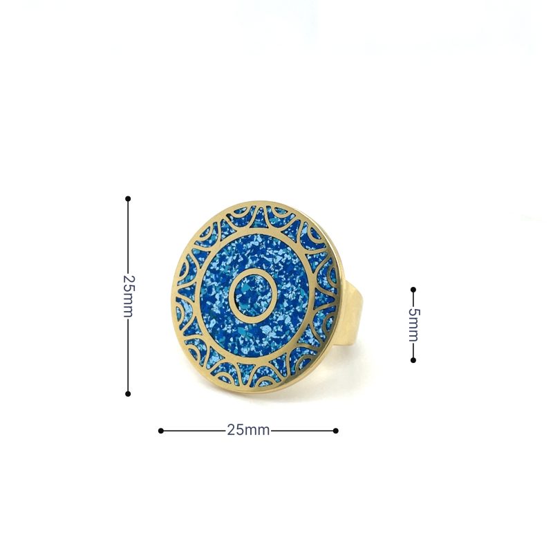 Brass Micro Mosaic Disc Ring - Image 3