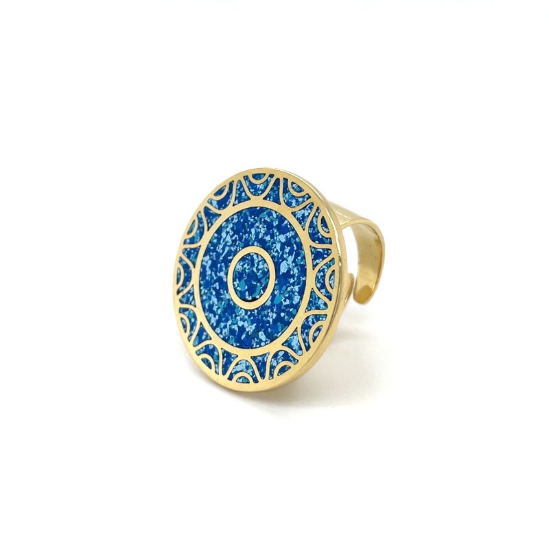 Brass Micro Mosaic Disc Ring - Image 2