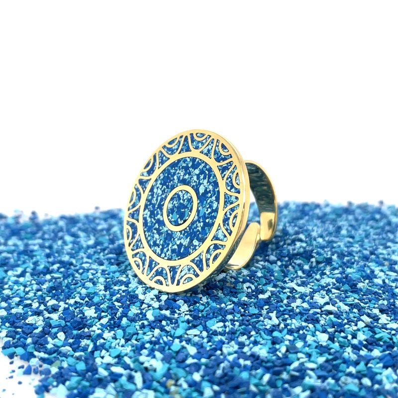 Brass Micro Mosaic Disc Ring