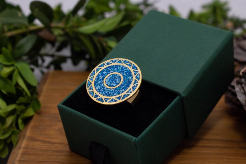 Brass Micro Mosaic Disc Ring - Image 5