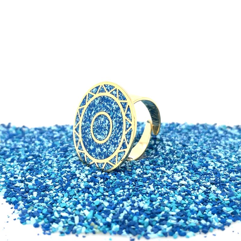 Brass Micro Mosaic Disc Ring