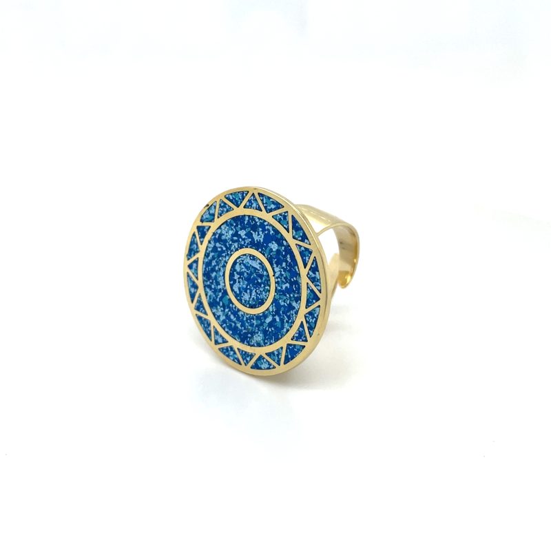 Brass Micro Mosaic Disc Ring - Image 2