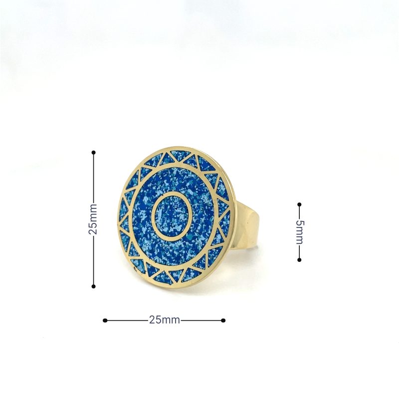 Brass Micro Mosaic Disc Ring - Image 3