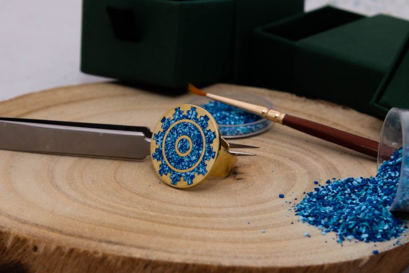 Brass Micro Mosaic Disc Ring - Image 4