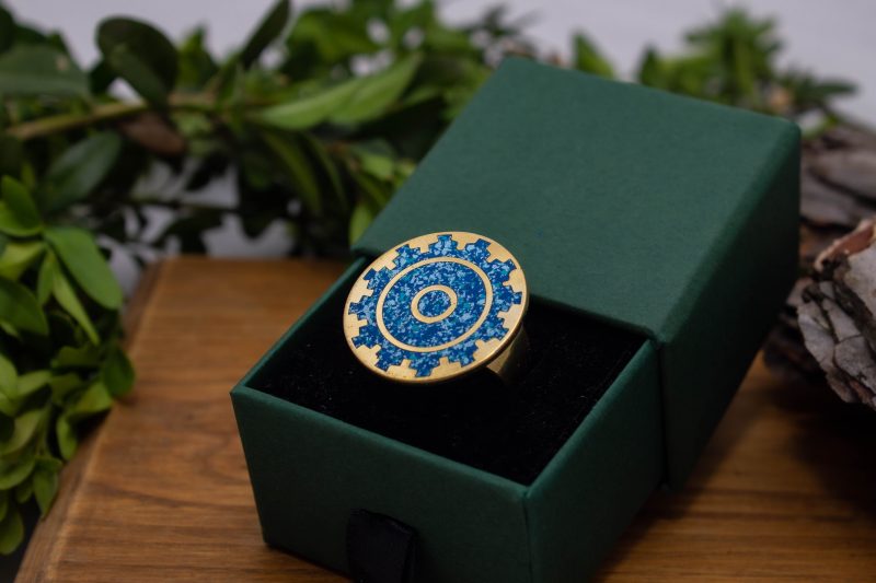 Brass Micro Mosaic Disc Ring - Image 5
