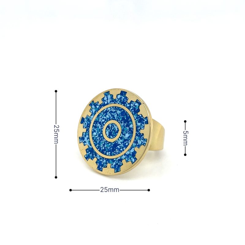 Brass Micro Mosaic Disc Ring - Image 3