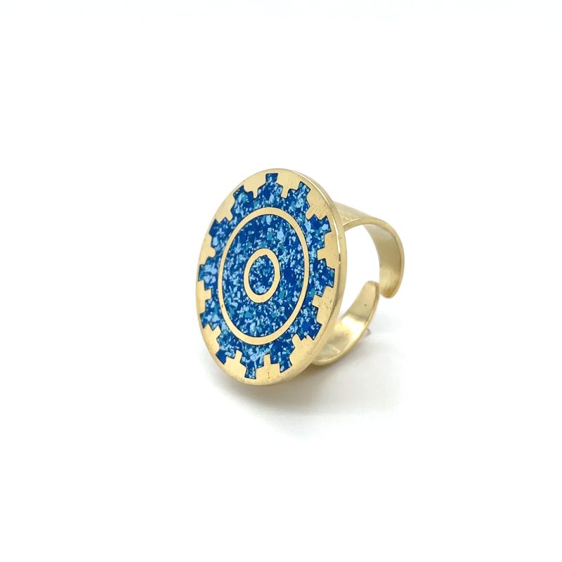 Brass Micro Mosaic Disc Ring - Image 2