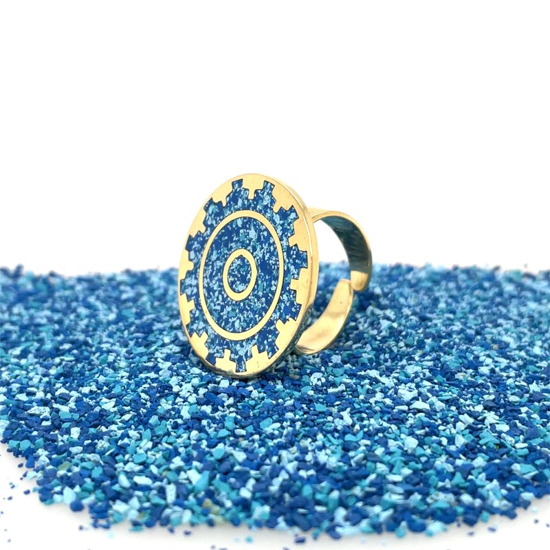 Brass Micro Mosaic Disc Ring