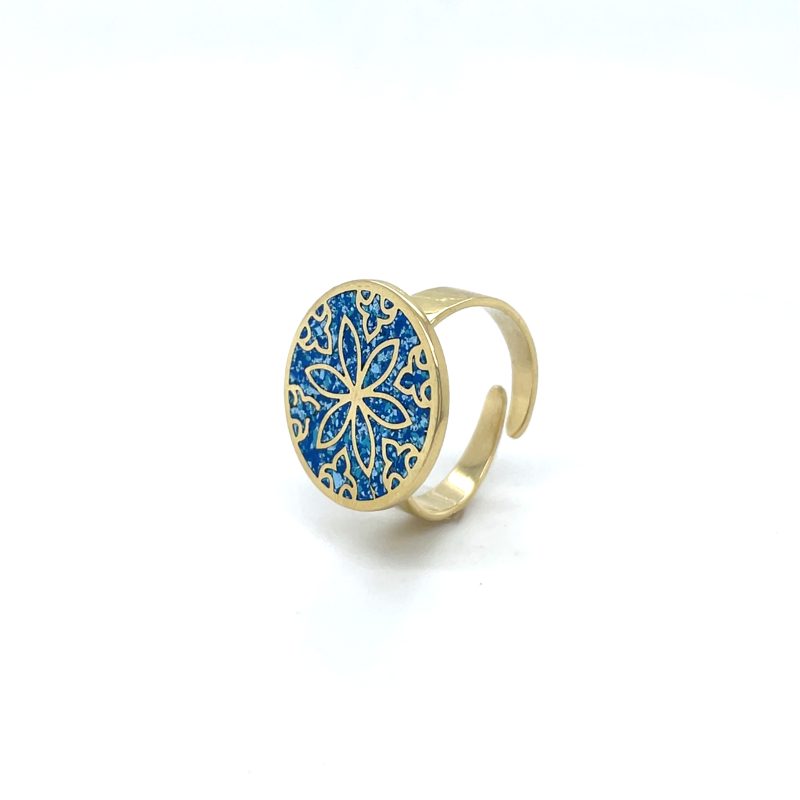 Brass Micro Mosaic Disc Ring - Image 2