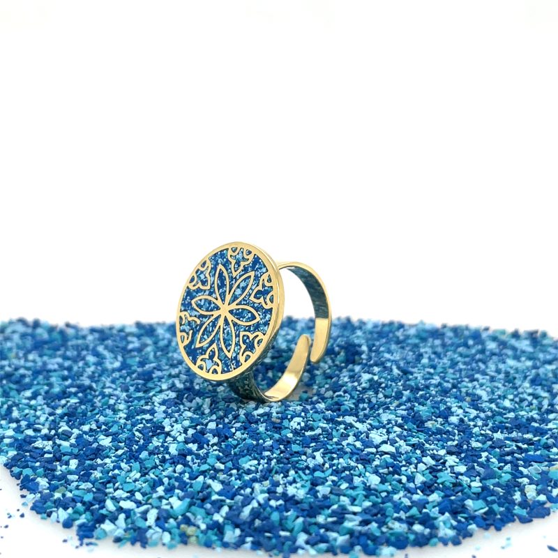 Brass Micro Mosaic Disc Ring
