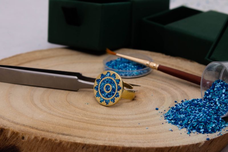 Brass Micro Mosaic Disc Ring - Image 4