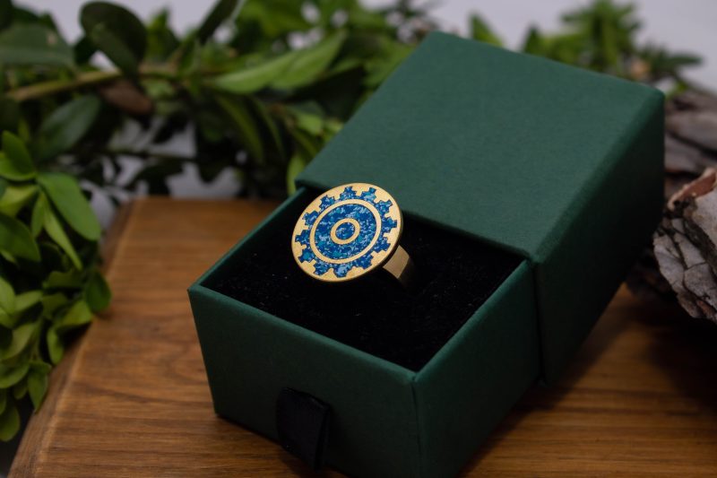 Brass Micro Mosaic Disc Ring - Image 5