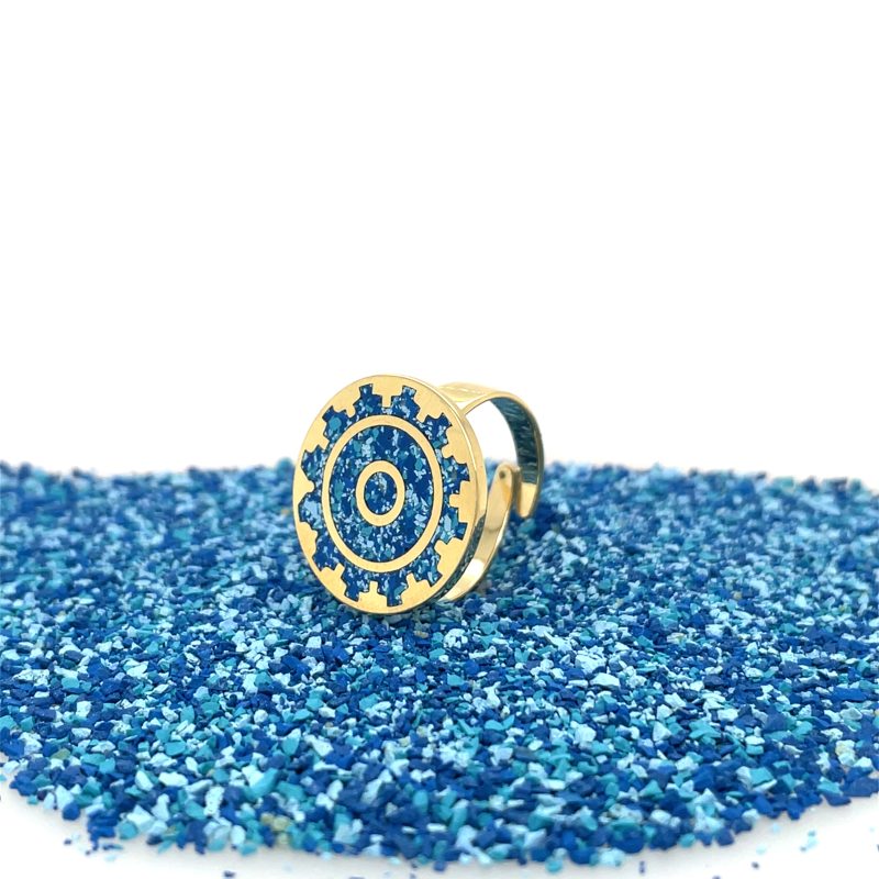 Brass Micro Mosaic Disc Ring