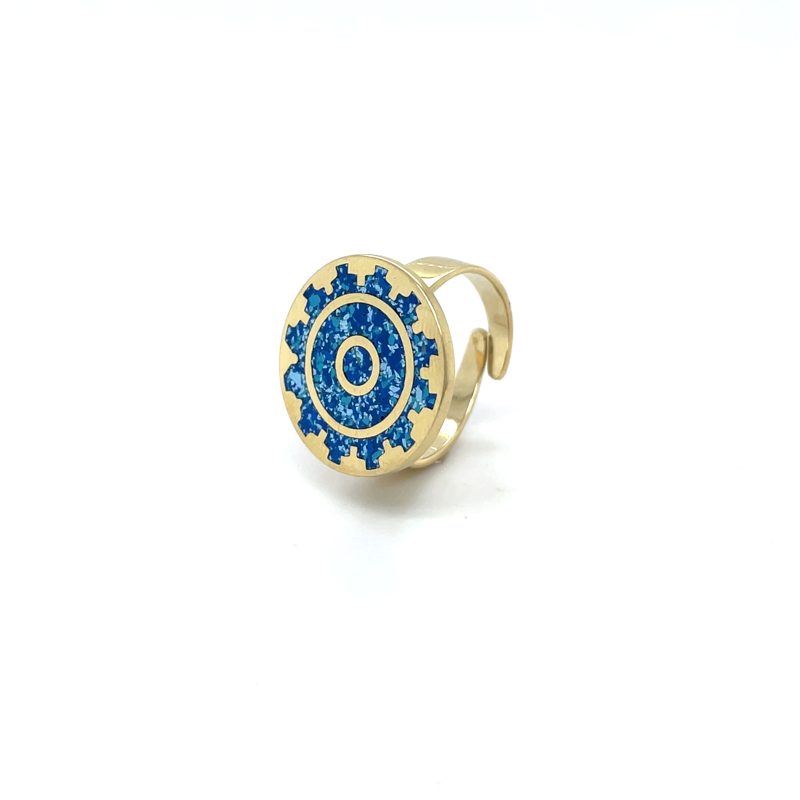 Brass Micro Mosaic Disc Ring - Image 2