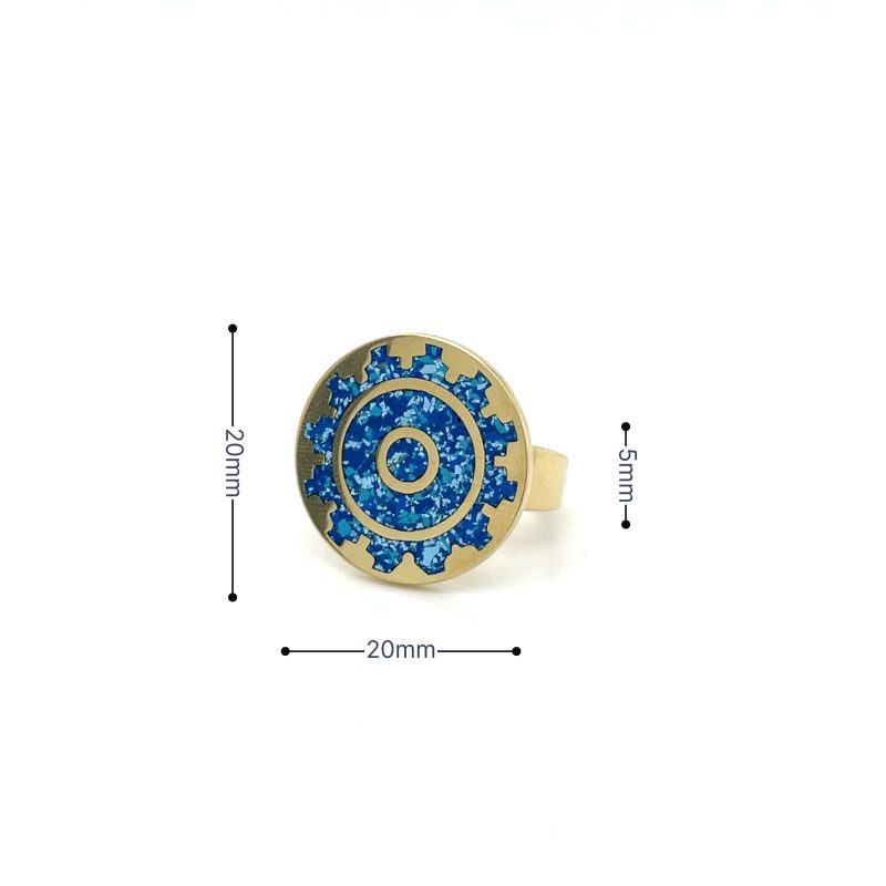 Brass Micro Mosaic Disc Ring - Image 3