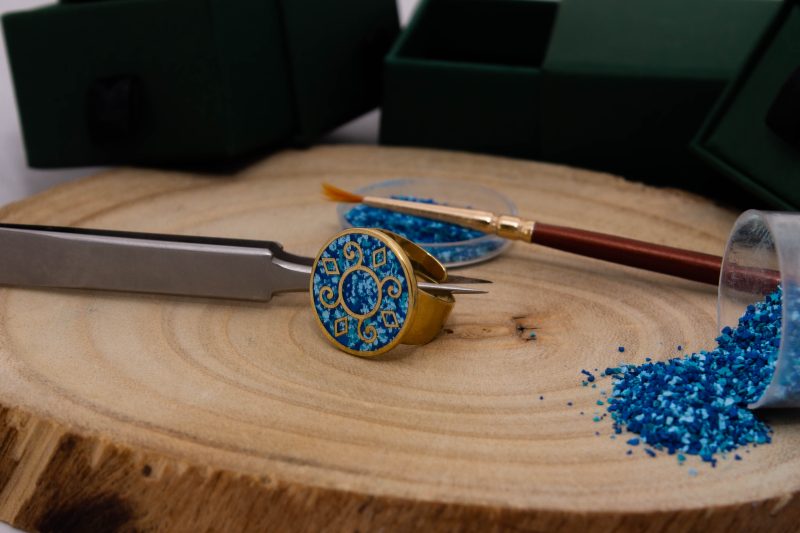 Brass Micro Mosaic Disc Ring - Image 4