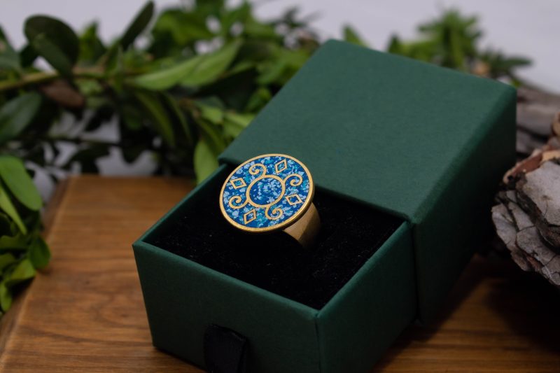 Brass Micro Mosaic Disc Ring - Image 5
