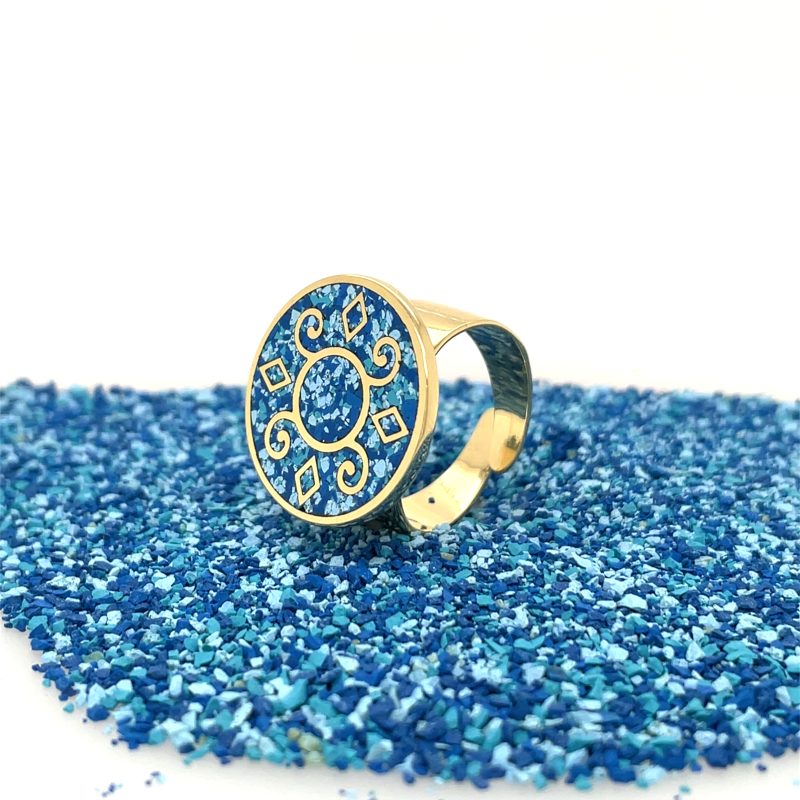 Brass Micro Mosaic Disc Ring
