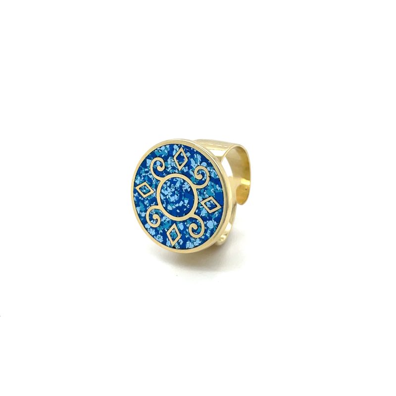Brass Micro Mosaic Disc Ring - Image 2