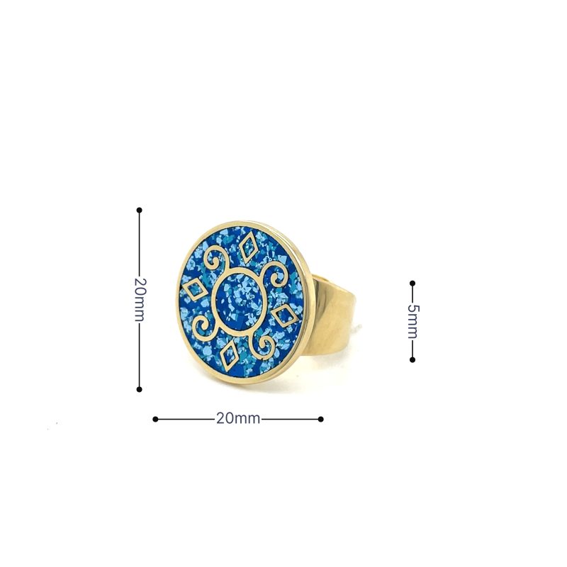 Brass Micro Mosaic Disc Ring - Image 3