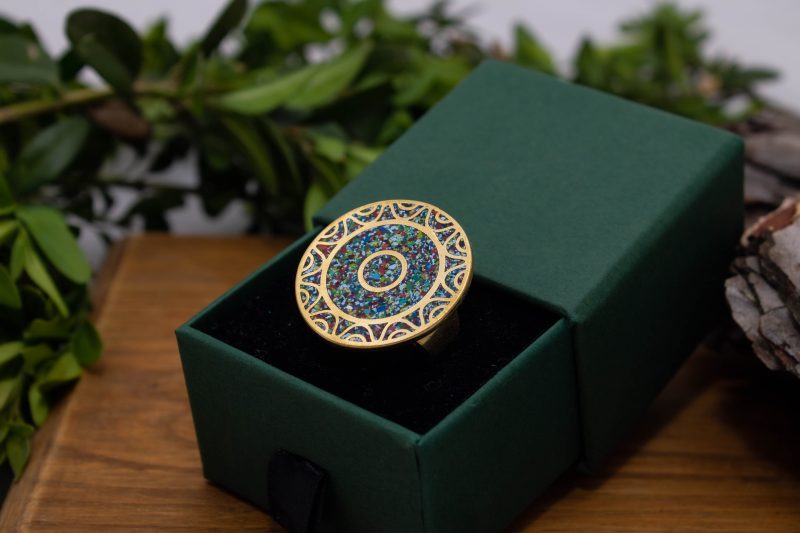 Brass Micro Mosaic Disc Ring - Image 5