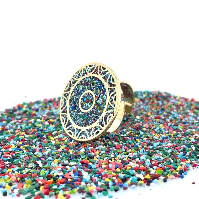 Brass Micro Mosaic Disc Ring