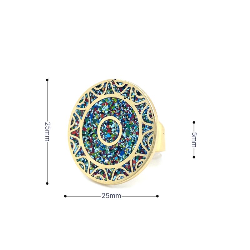Brass Micro Mosaic Disc Ring - Image 3