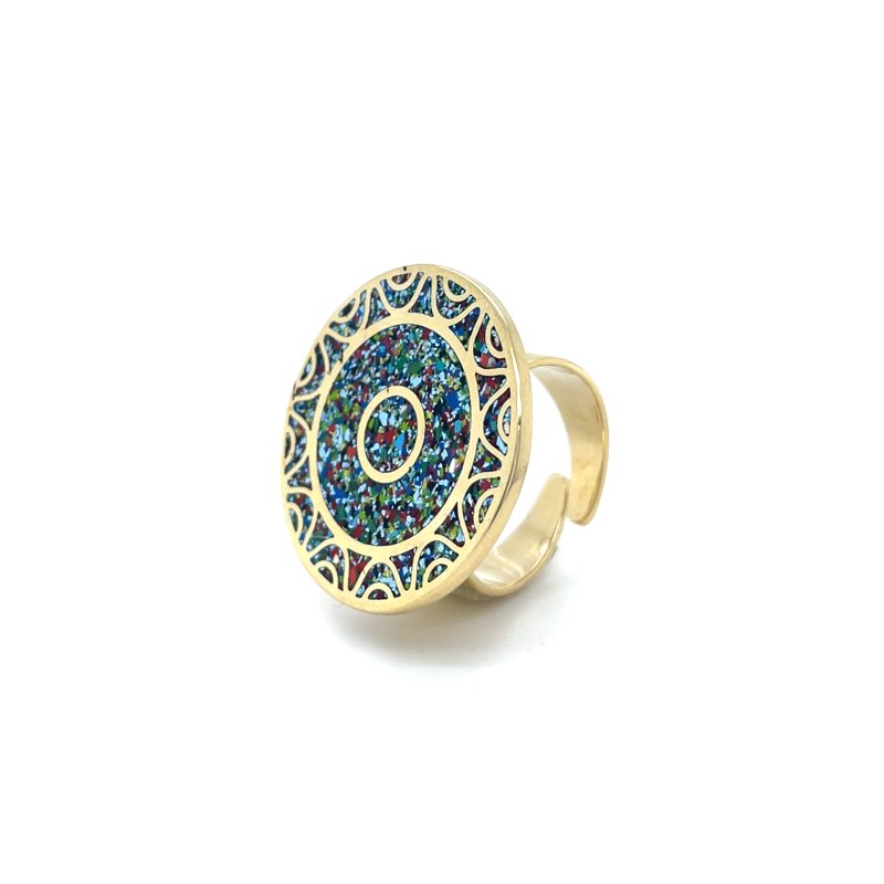 Brass Micro Mosaic Disc Ring - Image 2