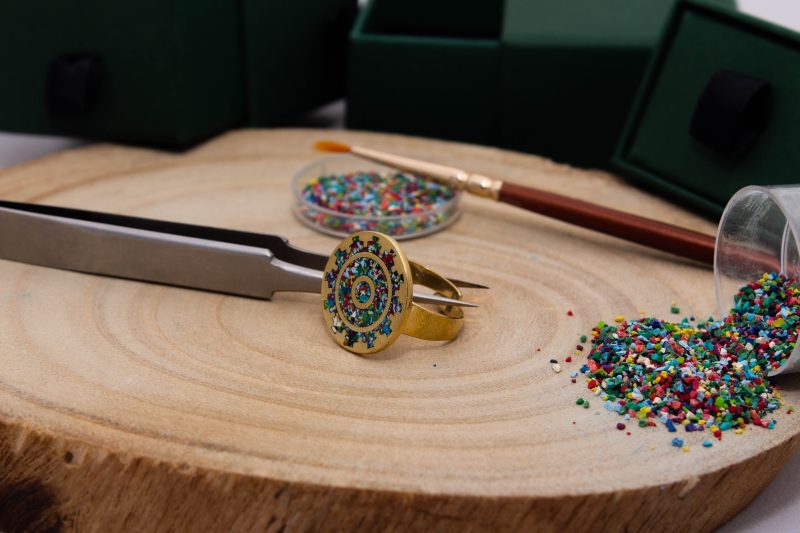 Brass Micro Mosaic Disc Ring - Image 4