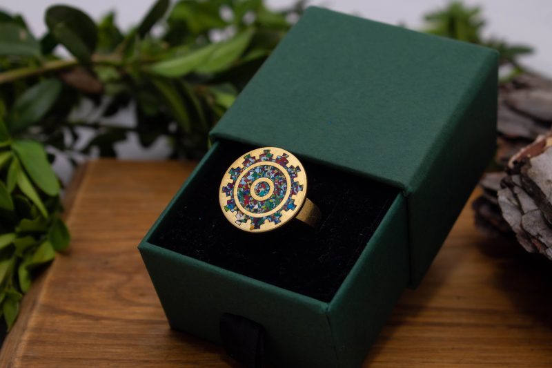 Brass Micro Mosaic Disc Ring - Image 5