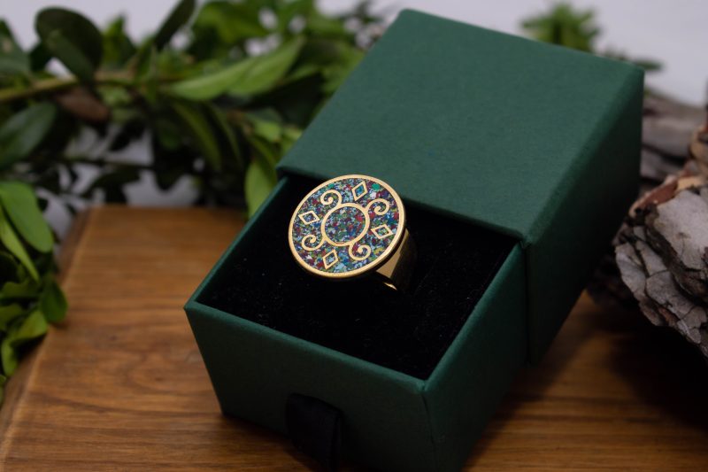 Brass Micro Mosaic Disc Ring - Image 5