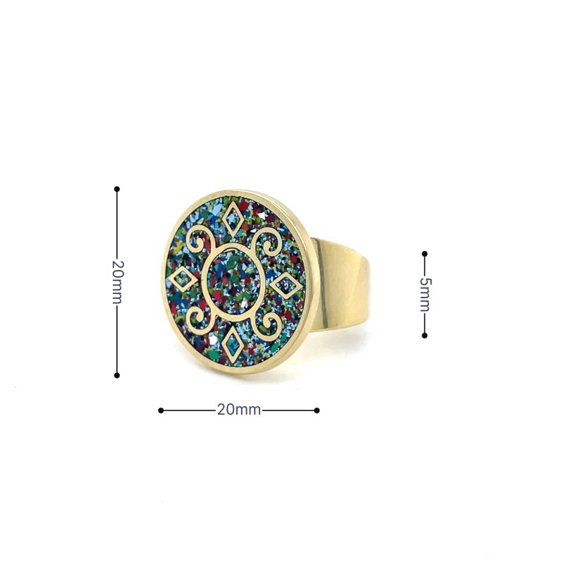 Brass Micro Mosaic Disc Ring - Image 3