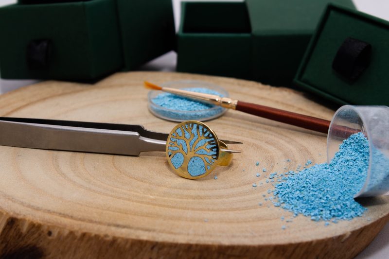 Brass Micro Mosaic Disc Ring - Image 4