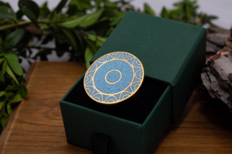 Brass Micro Mosaic Disc Ring - Image 5