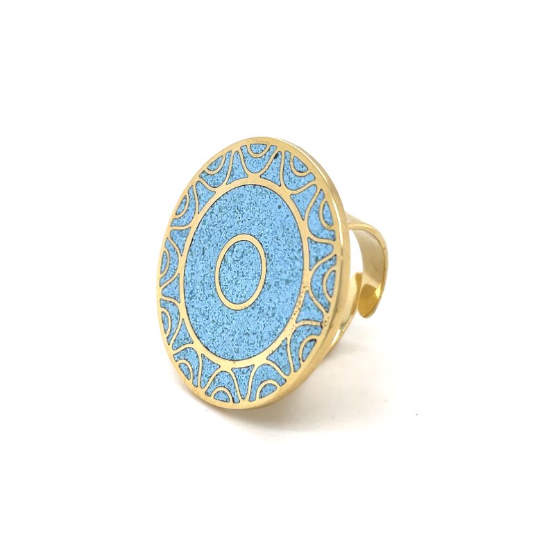 Brass Micro Mosaic Disc Ring - Image 2