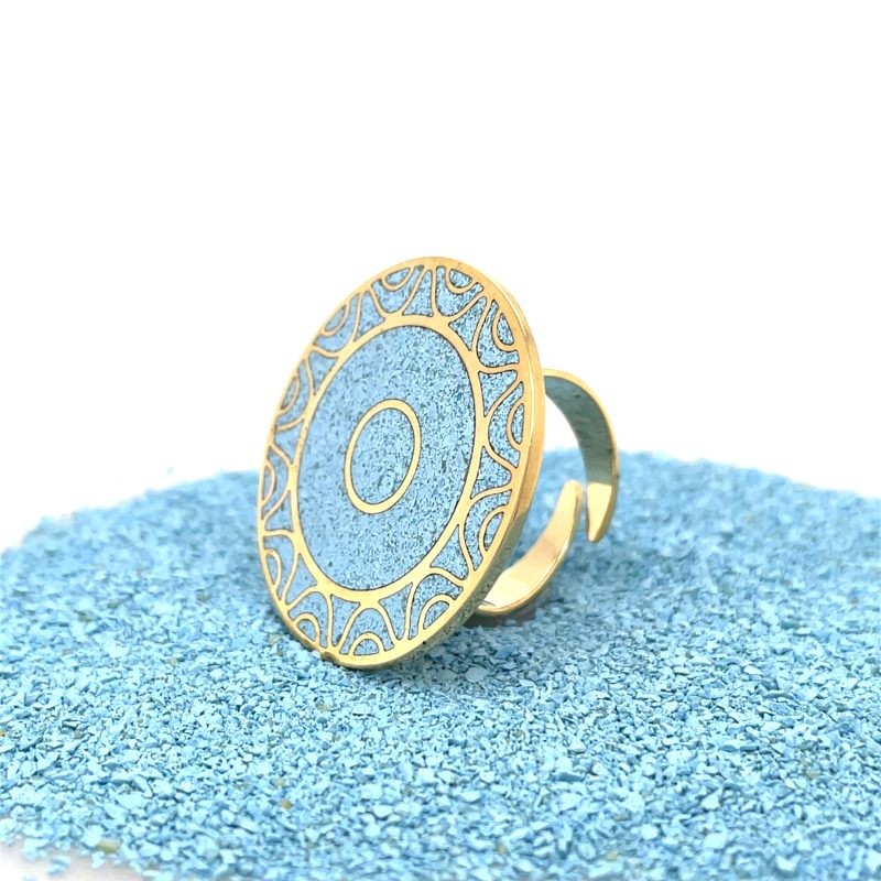 Brass Micro Mosaic Disc Ring