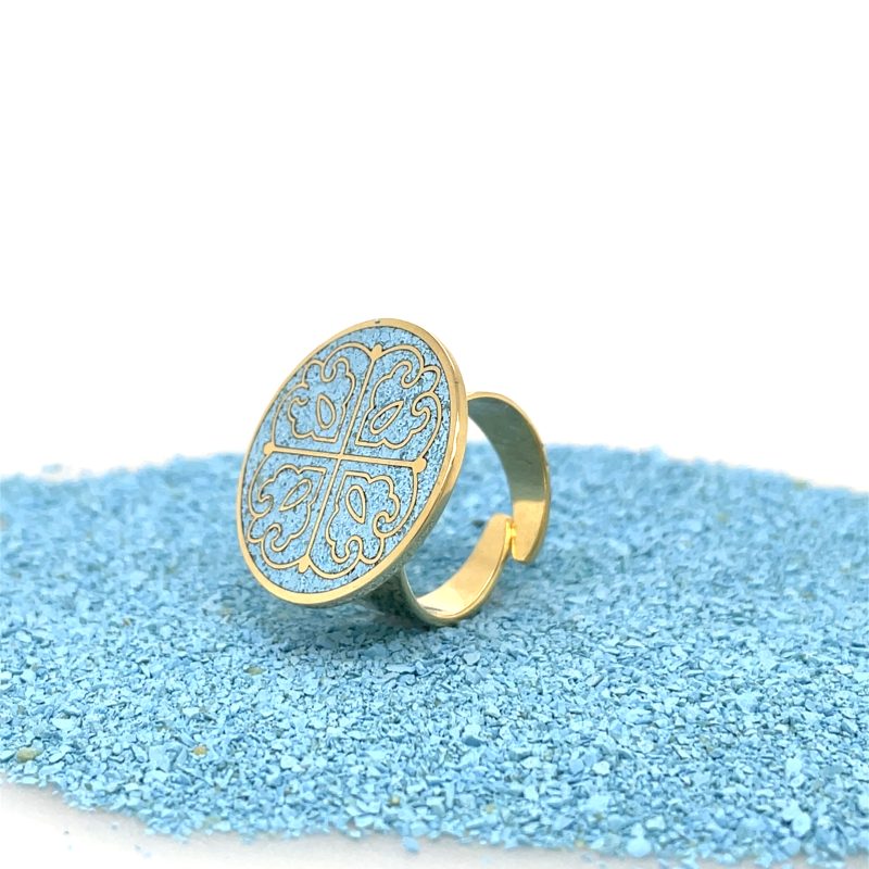 Brass Micro Mosaic Disc Ring