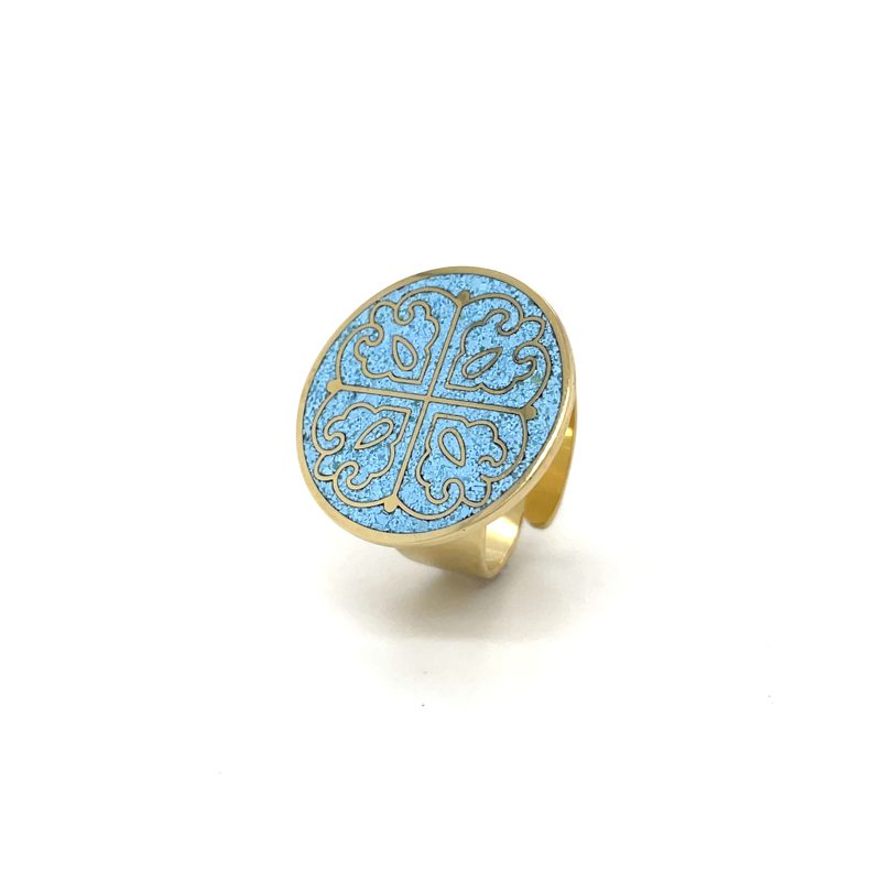 Brass Micro Mosaic Disc Ring - Image 2