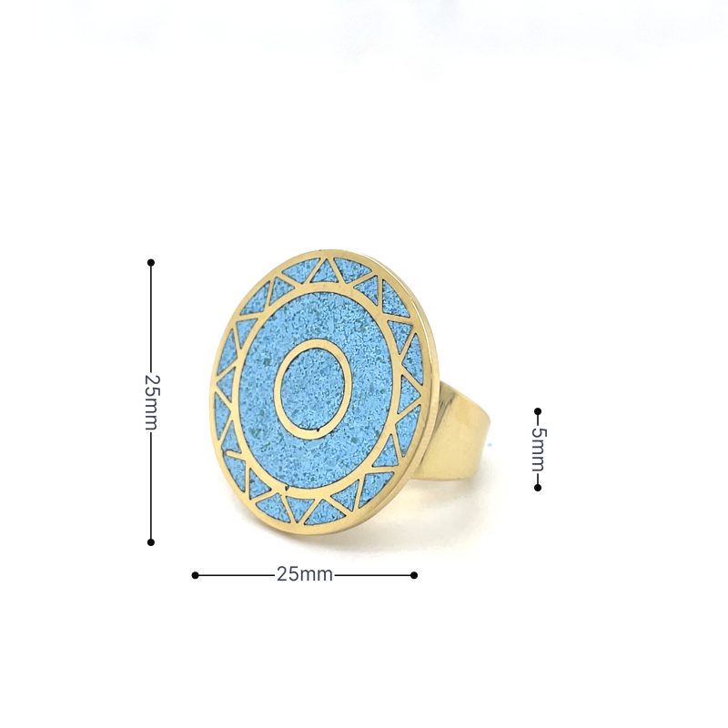 Brass Micro Mosaic Disc Ring - Image 3