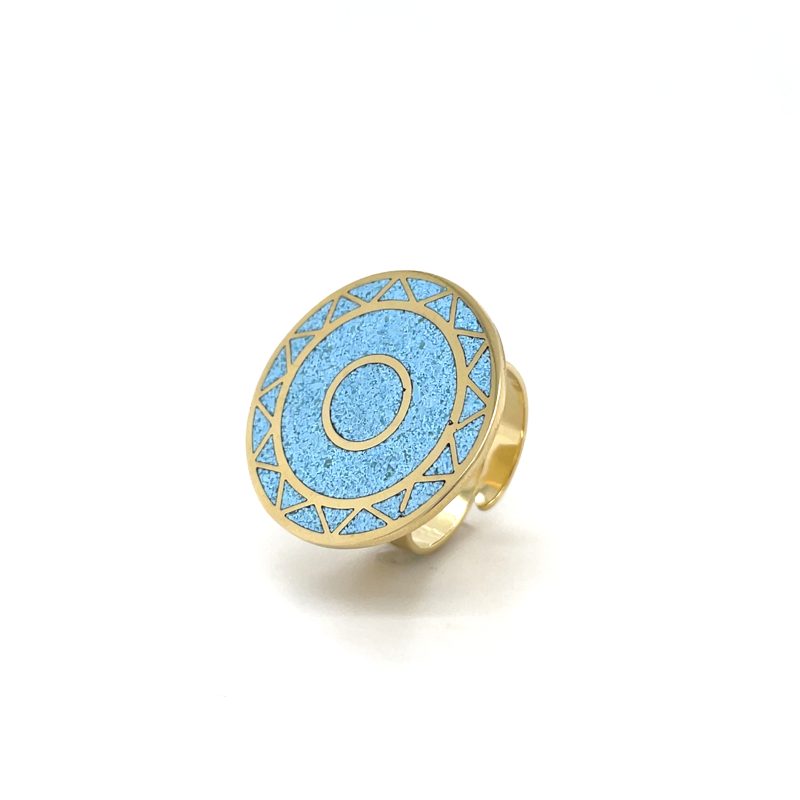 Brass Micro Mosaic Disc Ring - Image 2