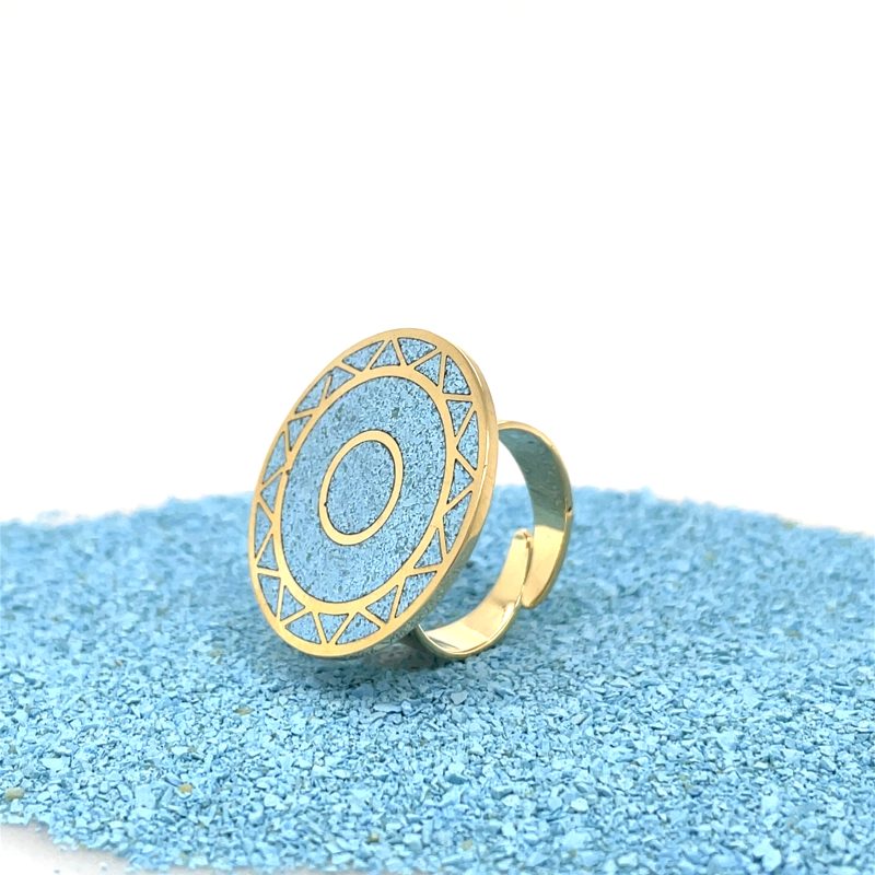 Brass Micro Mosaic Disc Ring