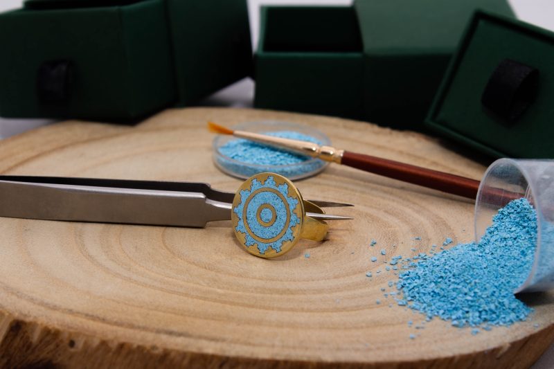 Brass Micro Mosaic Disc Ring - Image 4