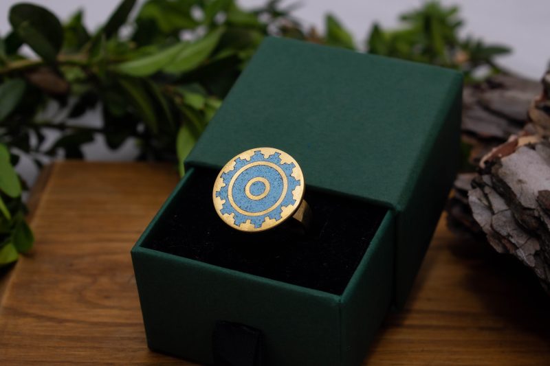 Brass Micro Mosaic Disc Ring - Image 5